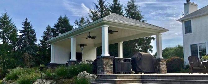 Backyard Pavilion with Ceiling Fans (Long Island/NY): Stately with lots of amenities for comfort, this pavilion is fit for a king.